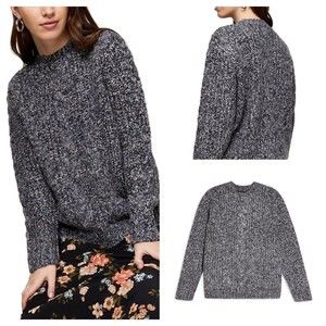 Topshop New Womens Vertical Cable Knit Crew Sweater Pullover Top S